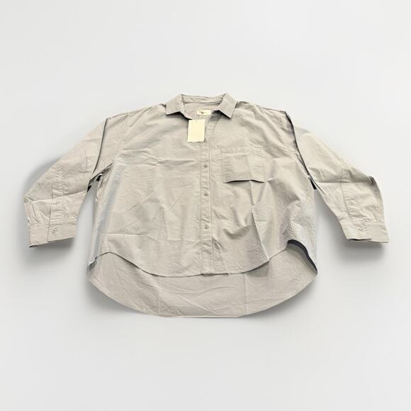 MOIA Womens SkyBlue V Box Shirt Button Up Long Sleeve One Size Shirt NWT $148 - Picture 1 of 9